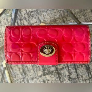 Coach Patent Leather Cherry Pink Wallet